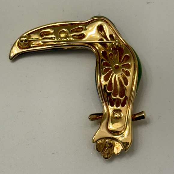 Judith Leiber Toucan Bird Parrot Pin Brooch Enamel & Crystals- Signed - Picture 5 of 12